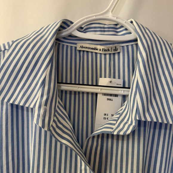 NWT ABERCROMBIE & FITCH Striped Pleated Long Sleeve Shirt Dress Size S - Picture 6 of 7